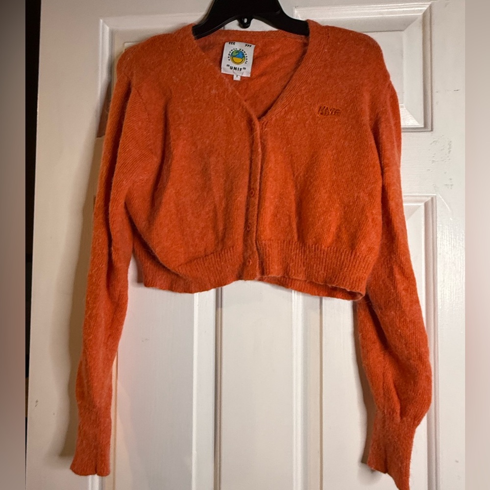 UNIF Orange Knit Cardigan Sweater